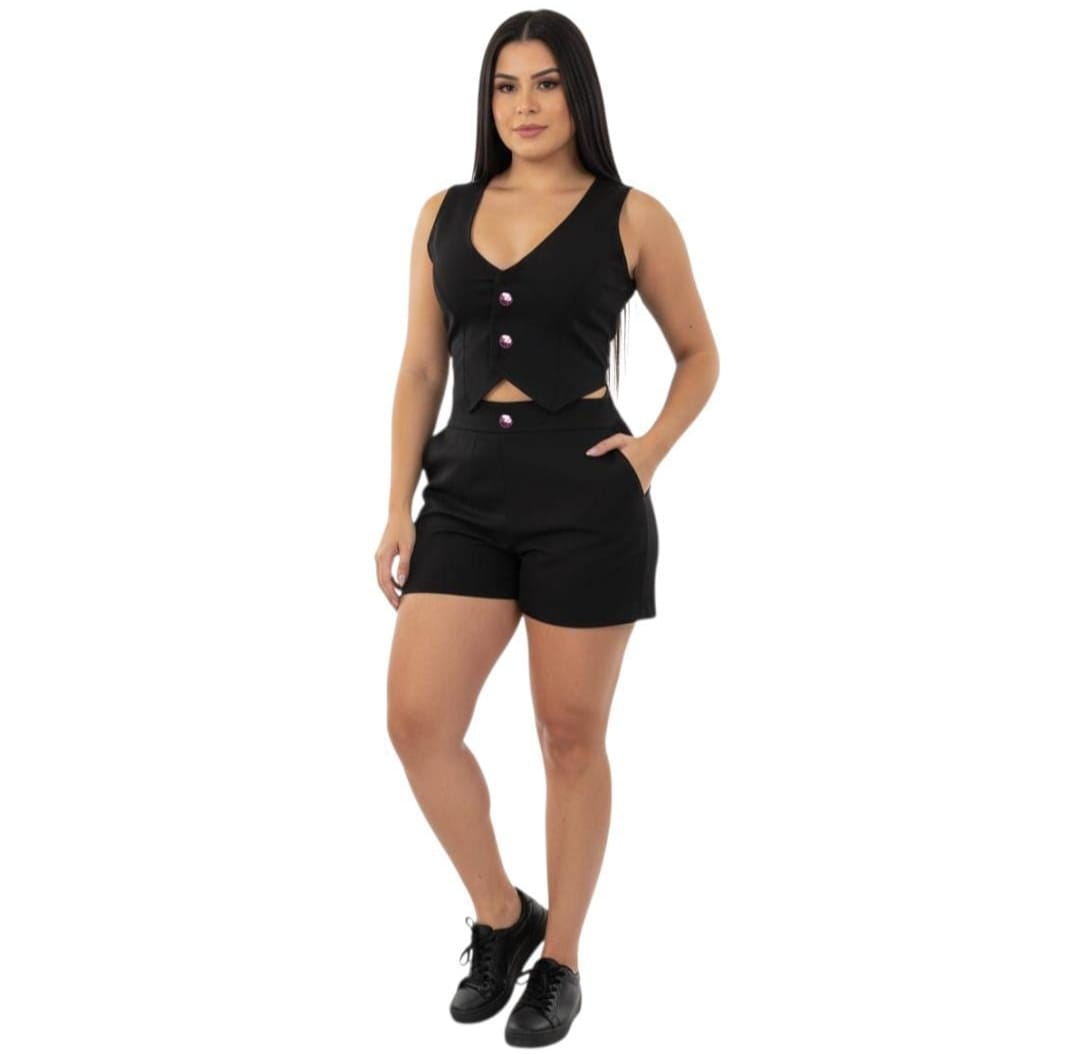 Conjunto chaleco short mujer