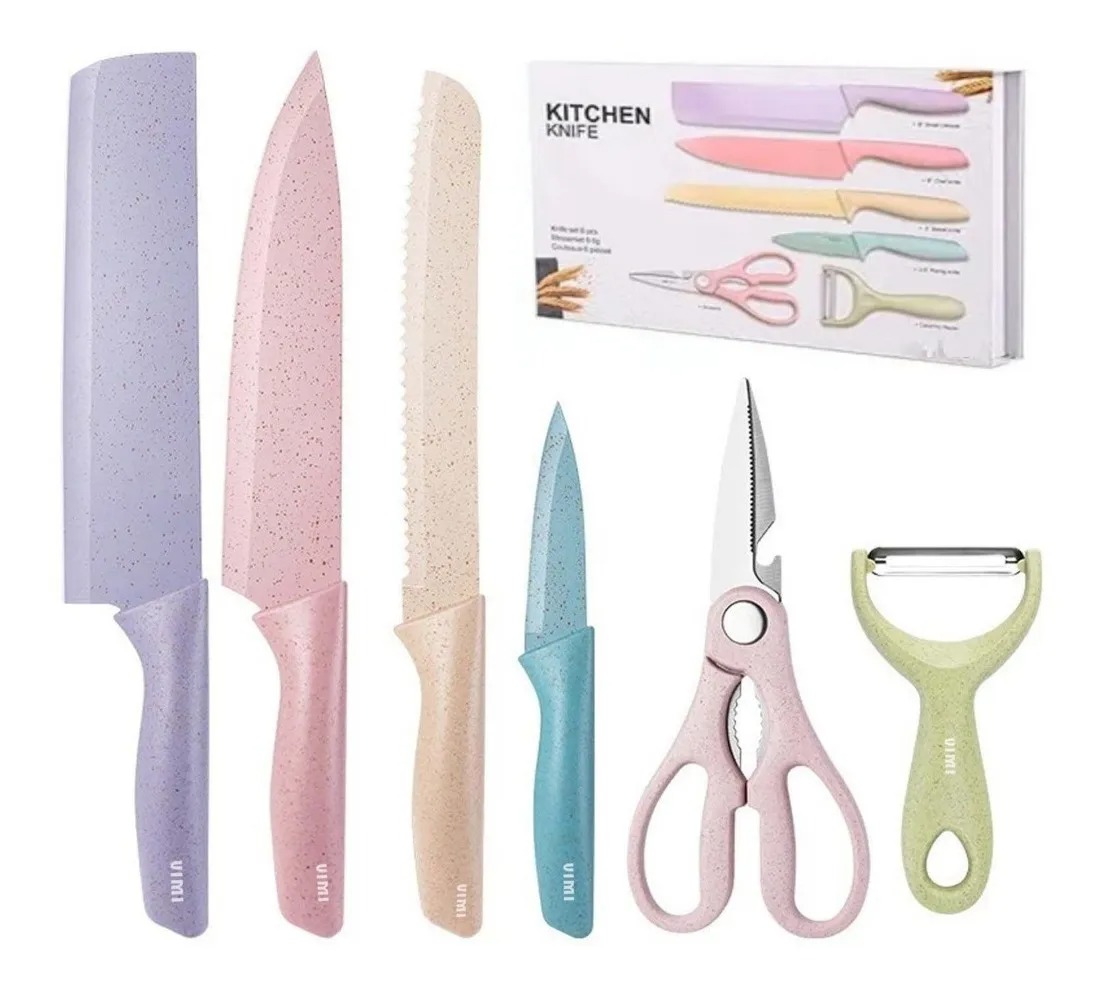 SET DE 6 CUCHILLOS ACERO INOXIDABLE PARA COCINA