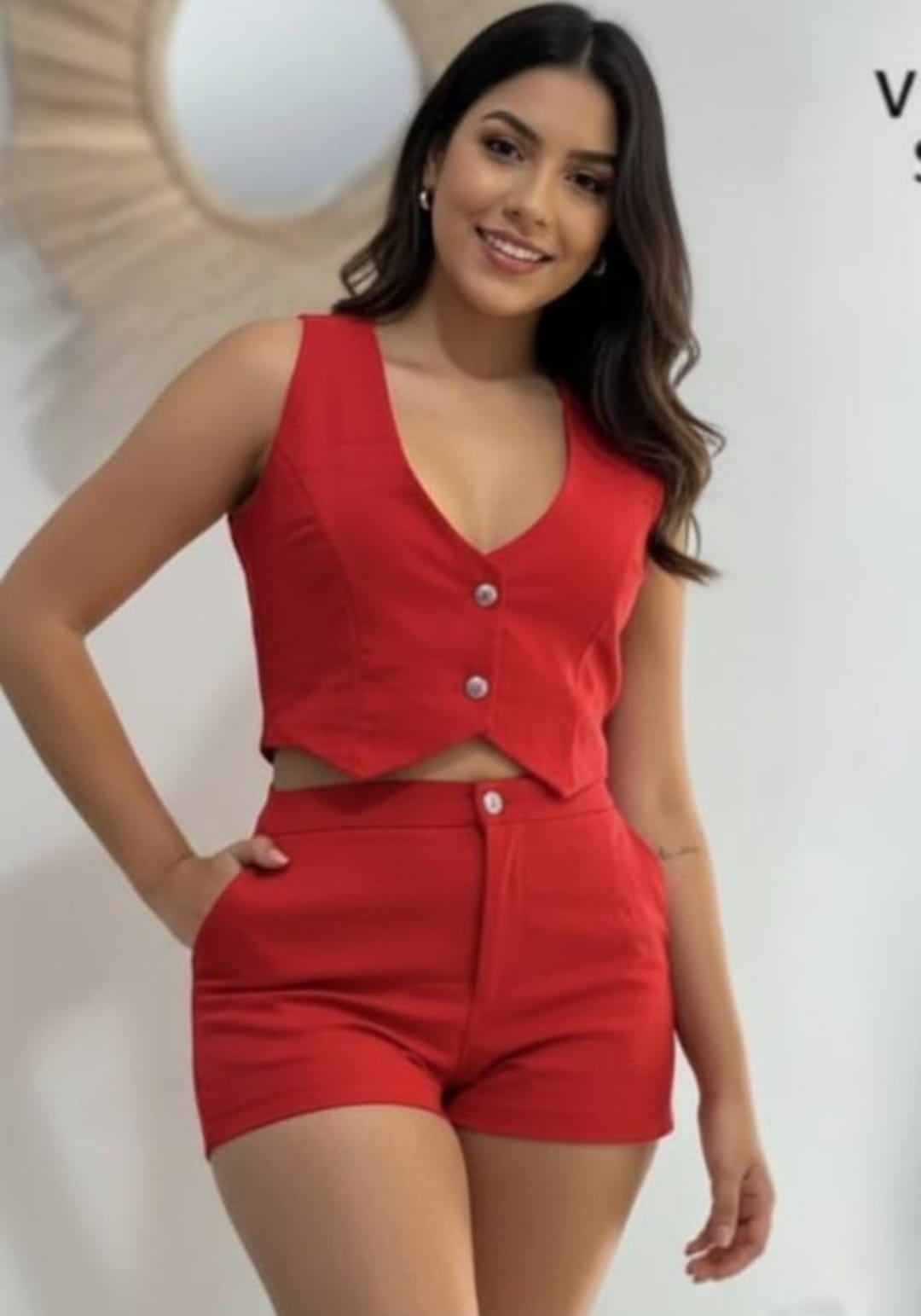 Conjunto chaleco short mujer