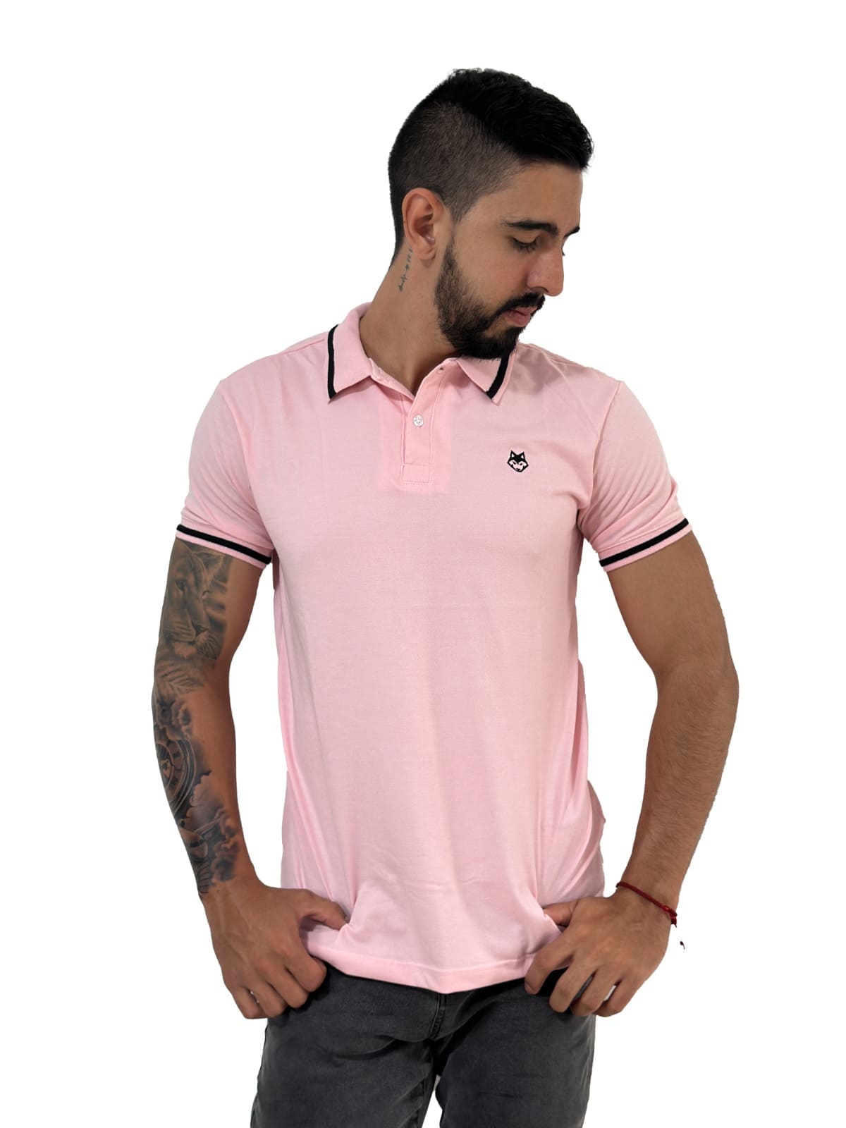 camiseta tipo polo rosada