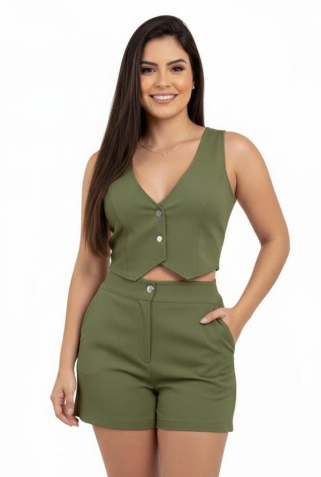 Conjunto chaleco short mujer