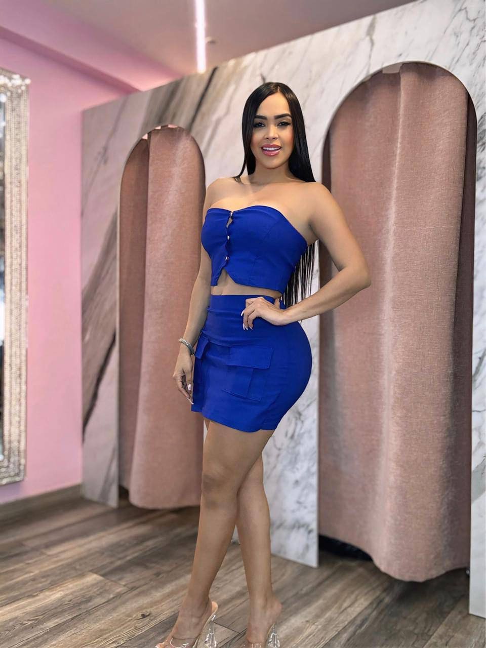 Conjunto falda short y blusa