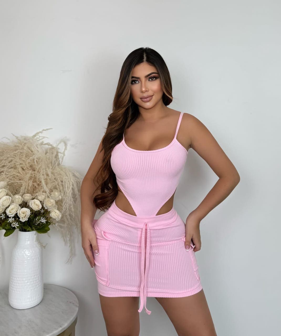 Conjunto body falda dama